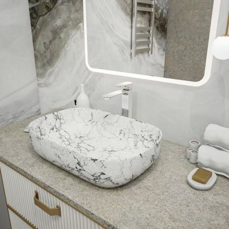 Раковина чаша Maretti FL13NS66-740MR, белый мрамор, артикул FL13NS66-740MR