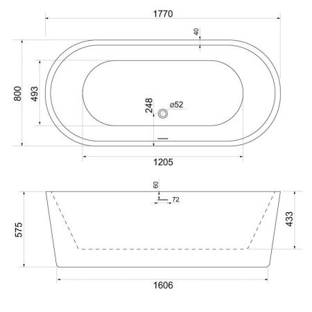 Ванна акриловая отдельностоящая BelBagno BB109-177-80, артикул BB109-177-80