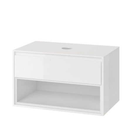 Тумба под накладную раковину EXCELLENT Tuto 80 см (белый/белый), 1 ящик, артикул MLEX.0102.800.WHWH