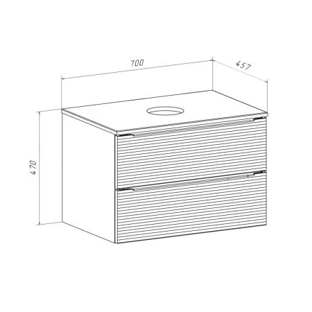 Тумба RUNO Орлеан 70 белый матовый/чёрный подвесная под накладной умывальник (00-00002022), артикул 00-00002022
