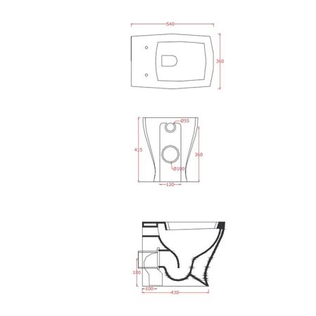 Artceram JAZZ Унитаз приставной слив универсальный  54*36см c креплением, цвет белый матовый