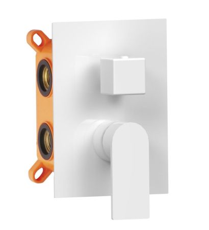 AQG Alpha, встраиваемый смеситель для душа на 2 выхода, с дивертером, цвет белый матовый