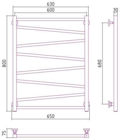 Полотенцесушитель водяной Сирокко 800х600 (БЕЛЫЙ)