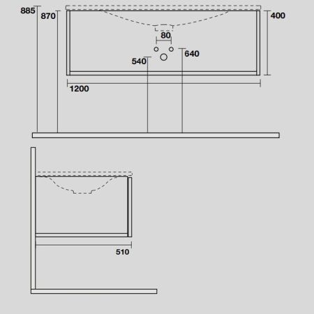KERASAN SHAPE Раковина керамическая 1220х520 мм., встраиваемая, с 1 отверстием для смесителя, цвет белый глянцевый, артикул 548001*1