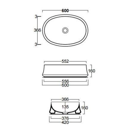SIMAS Sharp раковина накладная,  60х42см, без отв. под смеситель и перелива, цвет: белый, артикул SH04bi*0