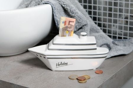 Casablanca, керамическая копилка "Океанский лайнер", цвет бело-серебристый, артикул 36900