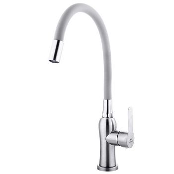 Смеситель для кухни с гибким изливом FASHUN A54801-12, сатин/серый