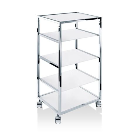 Decor Walther RW 2 Стеллаж передвижной 38x30x80см, стекло белое, цвет: хром, артикул 0702401