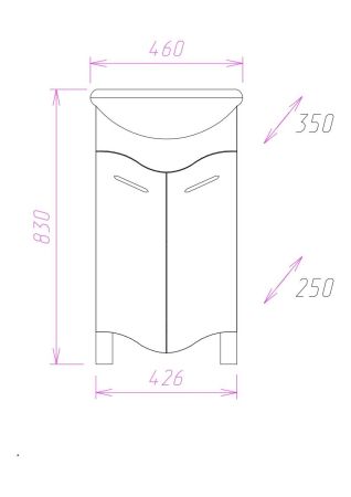 Тумба Onika Лайн 45 напольная, белая (ум. Уют 45), артикул 104504