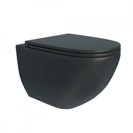 Унитаз подвесной Maretti Elena безободковый с микролифтом, EA10PBM61-560, черный, артикул EA10PBM61-560
