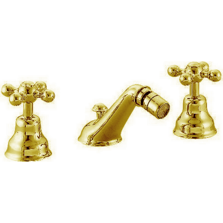 CISAL Arcana Ceramic Смеситель для биде на 3 отверстия с донным клапаном, цвет золото