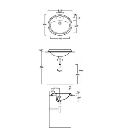 SIMAS Arcade Раковина  встроенная 61x50,5см с 3 отв. под смеситель, цвет белый, артикул AR859bi*3