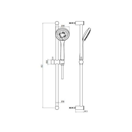 Gattoni PD Душевая стойка 60см с 3х режимной лейкой, шлангом и мыльницей, цвет хром, артикул 1081/PDC0cr
