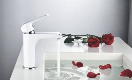 Смеситель для раковины Rose R21F R2101F, белый/хром, артикул R2101F