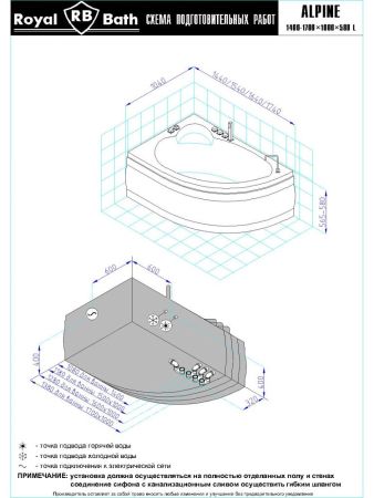 Гидромассажная ванна Royal Bath  ALPINE DE LUXE 160x100x58L, артикул RB819101DL-L