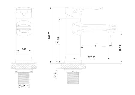 Смеситель для раковины WONZON & WOGHAND, Хром (WW-XH-011-CR) Смеситель для раковины WONZON & WOGHAND, Хром (WW-XH-011-CR)