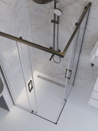 PLANE-A-2-90-C-GM Душевой уголок, отделка Оружейная сталь, артикул PLANE-A-2-90-C-GM