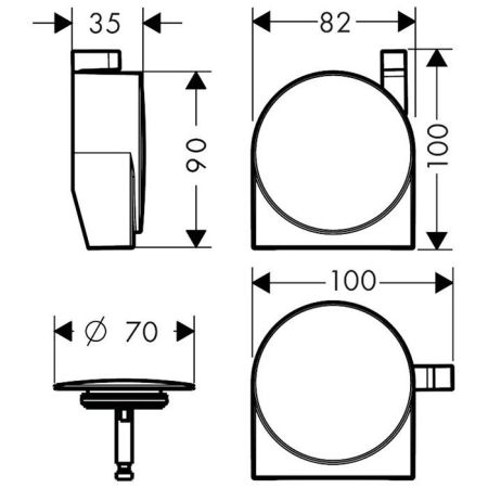 AX Внешняя часть набора слив-налив-перелив, матовый черный