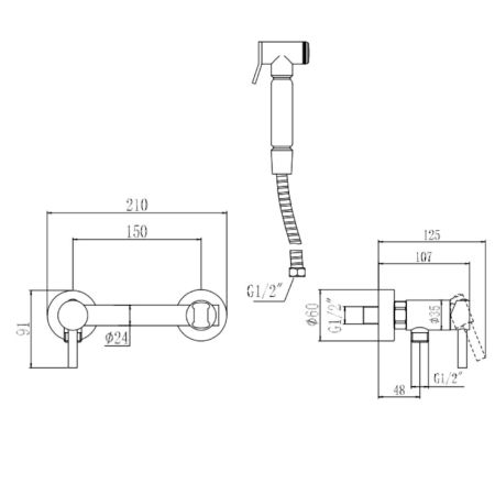 Гигиенический душ со смесителем Savol S-FXQ004H, черный, артикул S-FXQ004H