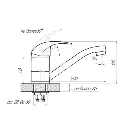 Смеситель для кухни с хирургической ручкой Сантаком stMIRA 5579, хром
