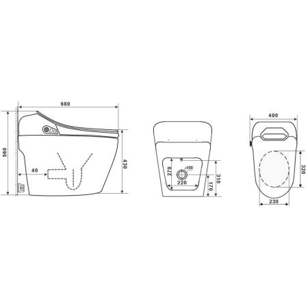 Электронный приставной унитаз-биде  TIMO TE-731, белый, артикул TE-731