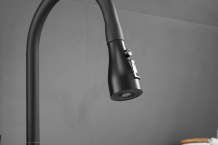 Смеситель для кухни с выдвижным изливом Shevanik S163H, черный, артикул S163H