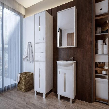 Комплект мебели для ванной Бриклаер БАЛИ 40, светлая лиственница/белый, артикул БАЛИ 40