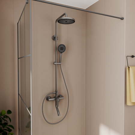 Душевая система с изливом RUSH Melos графит (SUS1101-40Grey), артикул SUS1101-40Grey