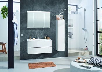 Комплект мебели Puris Ice Line с раковиной из стекла, 900 мм, цвет белое матовое стекло