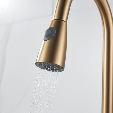 Смеситель для кухни с выдвижным изливом Raffine F213G, золотой сатин, артикул F213G