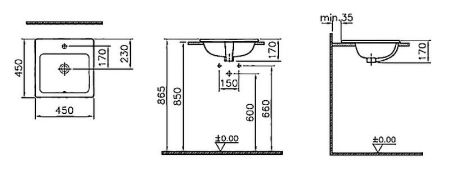 S20 Накладная раковина 45 см, цвет белый, артикул 5463B003-0001