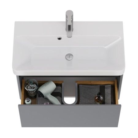 Тумба с раковиной подвесная Dreja Luxury 70 см, серый базальт, артикул 99-2012-com