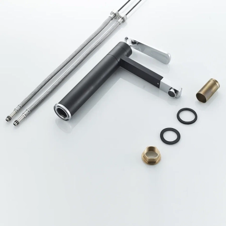 Смеситель для раковины с поворотным носиком Shevanik S6611H, черный/хром, артикул S6611H