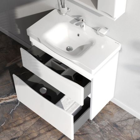 M80FSX0802WG Like, База под раковину, напольная, 80 см, 2 ящика, белый, глянцевая, шт, артикул M80FSX0802WG