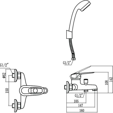 Смеситель для ванны Fmark FM3204, хром