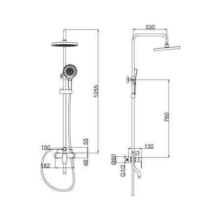 Душевая система FASHUN A2485, хром, артикул A2485