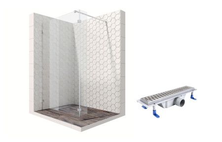 Душевая перегородка Ambassador Walk-in 15031108-ST5, свободный вход, линейный трап,120х25 Душевая перегородка Ambassador Walk-in 15031108-ST5, свободный вход, линейный трап,120х25