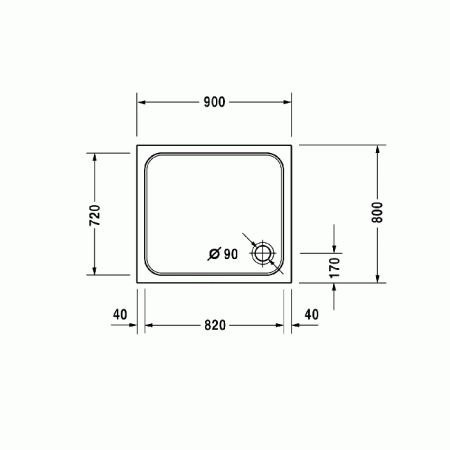 Duravit D-Code Поддон для душа 900х800х85 мм., прямоугольный, Antislip, акрил, цвет белый, артикул 720105000000001