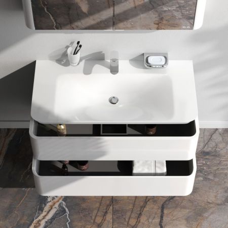 M30FHX1002WG Sensation, База под раковину, подвесная, 100 см, ящики, белый, глянцевая, шт, артикул M30FHX1002WG