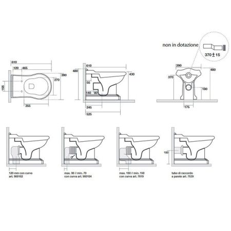 KERASAN Retro Унитаз напольный приставной BTW слив в стену, цвет белый, артикул 101601