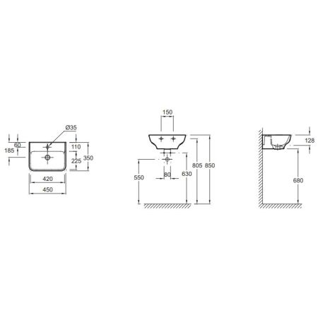Раковина JACOB DELAFON STRUKTURA EGH112-00 (подвесная, (45*35), белый), шт, артикул EGH112-00