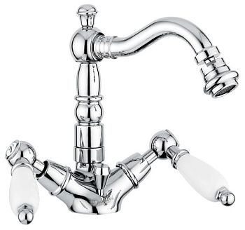 Emmevi Deco Ceramic, двухрычажный смеситель для биде с донным клапаном, цвет хром