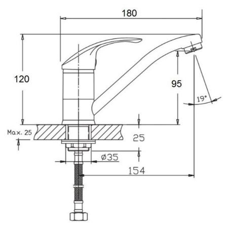 Смеситель для кухни D-Lin D151301, хром
