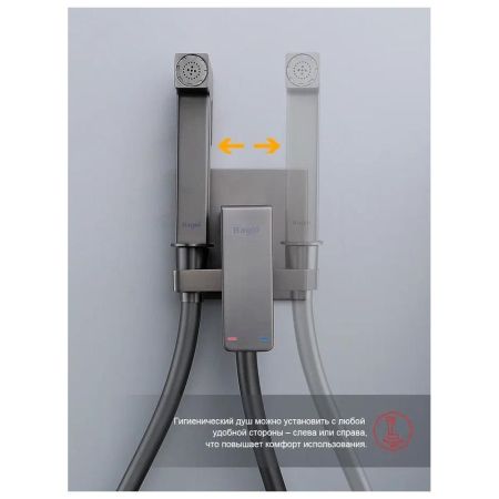 Гигиенический душ со смесителем встраиваемый Raglo R02.54.09, графит