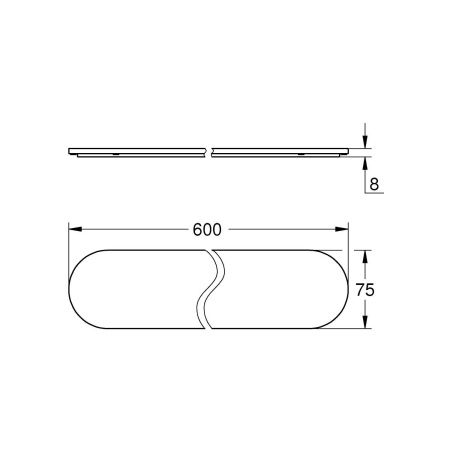 Полочка GROHE Selection, без держателя, 600 мм, прозрачный белый (41057000) Полочка GROHE Selection, без держателя, 600 мм, прозрачный белый (41057000)
