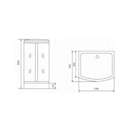 Душевая кабина Timo Standart T-6615BF, 120x90x220