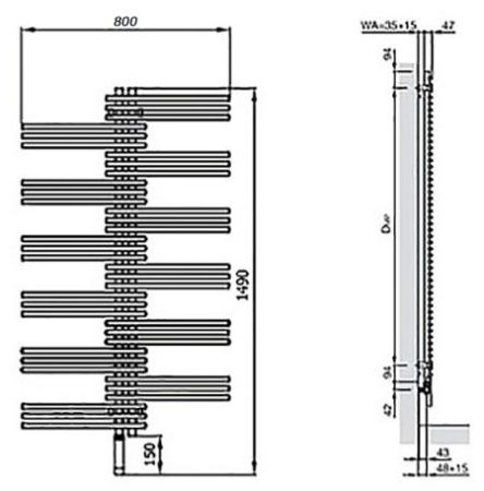 Электрический полотенцесушитель Zehnder Yucca YSE-130-080/YD Белый, артикул YSE-130-080/YD RAL 9016