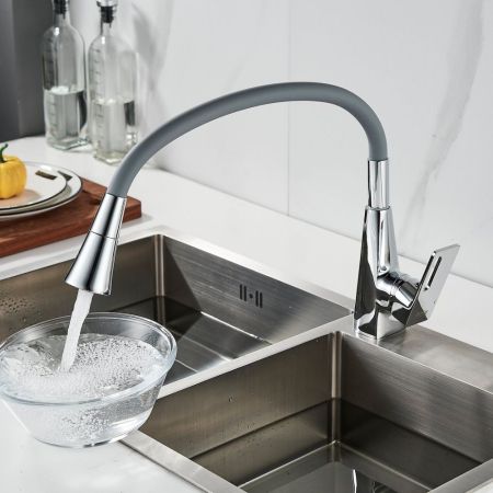 Смеситель для кухни с гибким изливом Raffine F313-9, хром