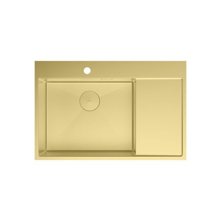 Кухонная мойка Lemark KEZADRA 780L прямоугольная с крылом из нержавеющей стали (чаша СЛЕВА) цвет: светлое золото (9938150), артикул 9938150