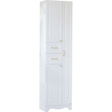 Шкаф пенал Бриклаер Анна 52 с бельевой корзиной Белый глянец, артикул 4627125411410